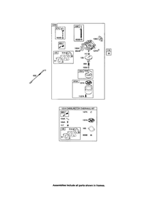 Carburetor Diagram and Parts List for 20P400 0015-0019 Briggs and Stratton Engine